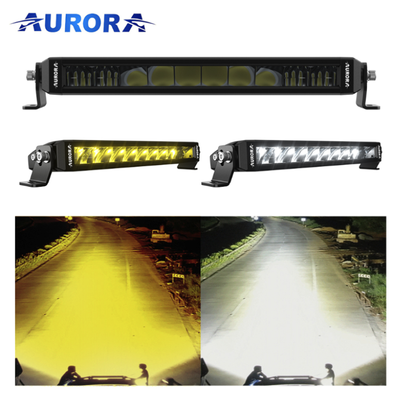 AURORA Dzeltenu Baltu Gaismas Krāsu 50w 5600Lm Tālās Gaismas Papildlukturis Ar Baltu Gabarītgaismu 303mm E-sertifikāts (1Lux=218m)